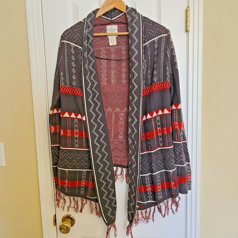 Billabong Designer’s Closet Southwestern Aztec Boho Cardigan w/ Fringe Size S/P